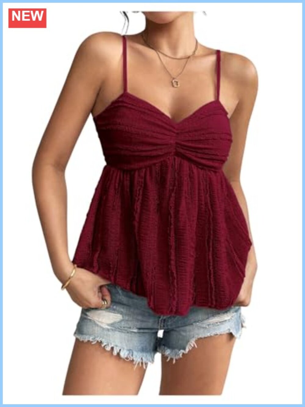 Verdusa Peplum Babydoll Cami Top Y2K Summer Going Out
